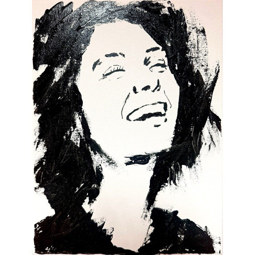 Papa Diouf Painting Woman Silhouette Modern Wall Art Black White 11x14 NEW